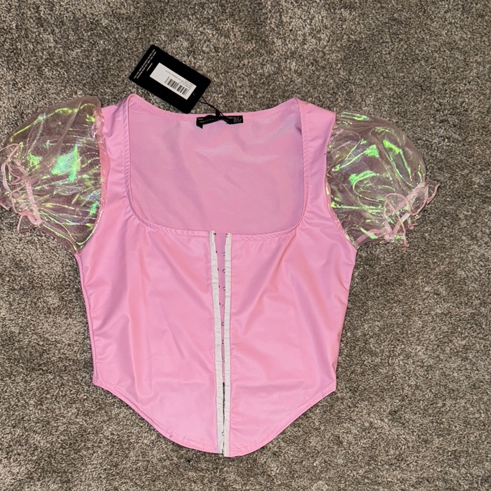 PrettyLittleThing Pink Ruffled Bustier Bodysuit